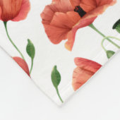 Rode Klaproos Aquarel Wilde Bloem Fleece Deken (Hoek)