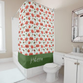 Rode Klaproos Aquarel Wilde Bloem Monogram Douchegordijn (In situ)