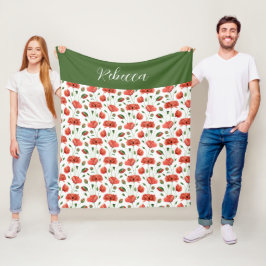 Rode Klaproos Aquarel Wilde Bloem Naam  Fleece Deken