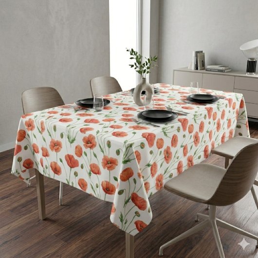 Rode Klaproos Aquarel Wilde Bloem Tafelkleed