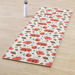 Rode Klaproos Aquarel Wilde Bloem Yogamat
