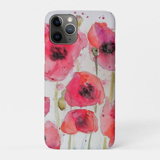 Rode klaproos bloem bloem waterverf bagagelabel Case-Mate iPhone case (Achterkant)
