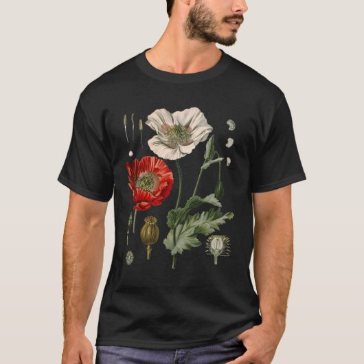 Rode klaproos Bloem Botanische klaprozen Rode klap T-shirt (Voorkant)