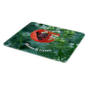 Rode klaproos bloem glazen snijplank Bloemschild