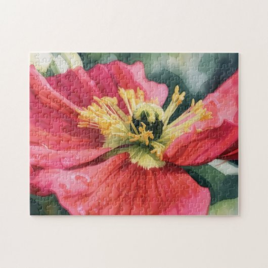 Rode Klaproos Bloem Kunstpuzzel Legpuzzel (Horizontaal)