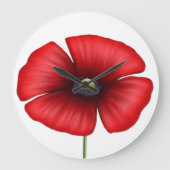 Rode klaproos Bloem Moderne Bloemen Ronde Wandklok (Voorkant)