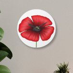 Rode klaproos Bloem Moderne Bloemen Ronde Wandklok<br><div class="desc">Een gedurfde rode klaproos klok die er mooi uit zal zien in uw huis</div>