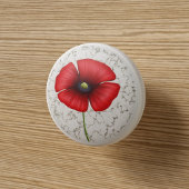 Rode klaproos bloem op faux marmer keramische knop