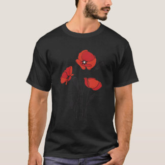 Rode klaproos Bloem Rode Botanische klaproos T-shirt