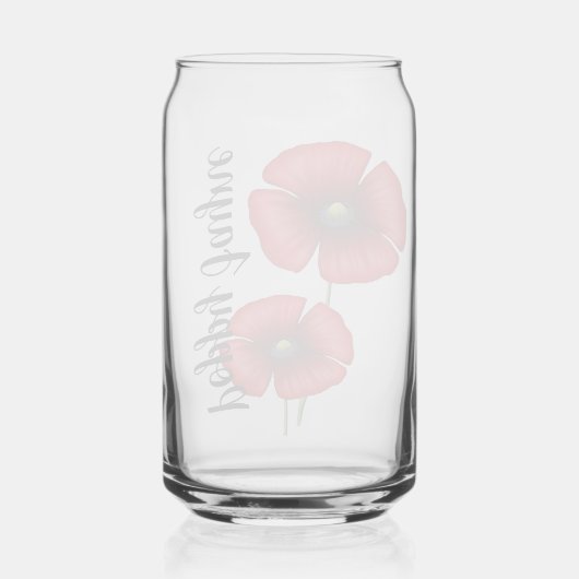 Rode klaproos bloemen aangepaste naam kan glas (Achterkant)