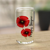 Rode klaproos bloemen aangepaste naam kan glas