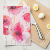 Rode Klaproos Bloemen Bloem Waterverf Theedoek (Quarter Fold)