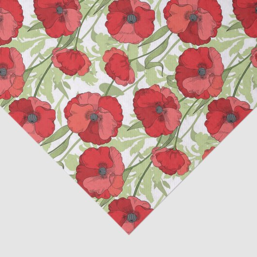 Rode klaproos bloemen  bloemig tissuepapier (Detail)