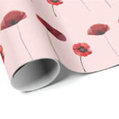 Rode klaproos bloemen bloemmotieven cadeaupapier (Rol Hoek)