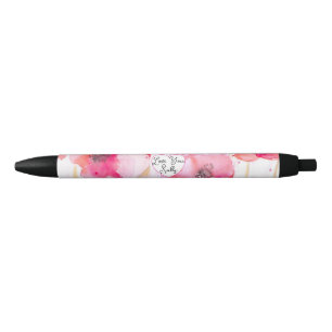 Rode Klaproos Bloemen Bloemrijk Aquarel Echtgenote Zwarte Inkt Pen