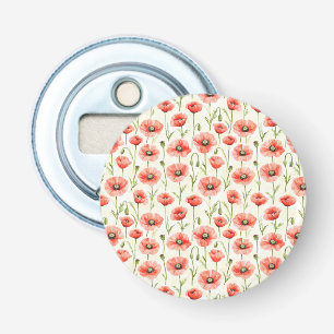 Rode Klaproos Bloemen Button Flesopener