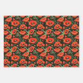 Rode klaproos bloemen groen geboorte bruid inpakpapier vel (Voorkant 3)