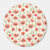 Rode Klaproos Bloemen Magneet (Voorkant)