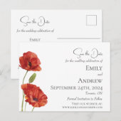 Rode klaproos bloemen minimalistische Waterverf br Uitnodiging Briefkaart (Voorkant / Achterkant)