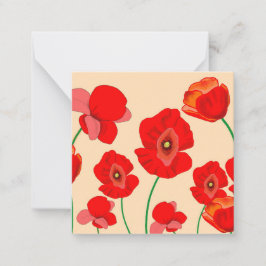 Rode klaproos bloemen notitiekaartje