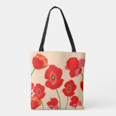 Rode klaproos bloemen op beige achtergrond illustr tote bag (Achterkant)