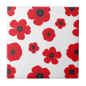 Rode klaproos bloemen op wit tegeltje (Voorkant)