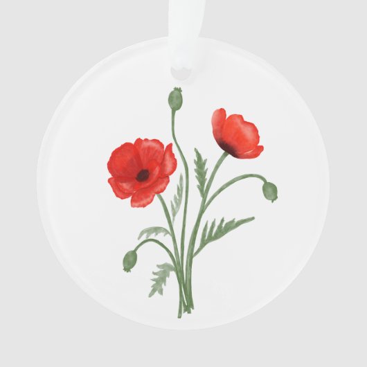 Rode klaproos bloemen ornament (voorkant)