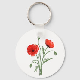 Rode klaproos bloemen sleutelhanger