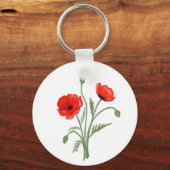 Rode klaproos bloemen sleutelhanger (Voorkant)