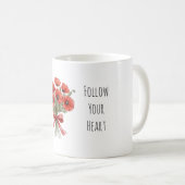 Rode klaproos bloemen strik koffiemok (Voorkant rechts)