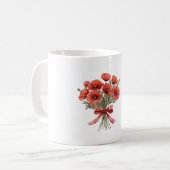 Rode klaproos bloemen strik koffiemok (Voorkant links)