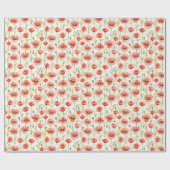 Rode Klaproos Bloemen Verjaardag Cadeaupapier (Vlak)