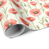 Rode Klaproos Bloemen Verjaardag Cadeaupapier (Rol Hoek)