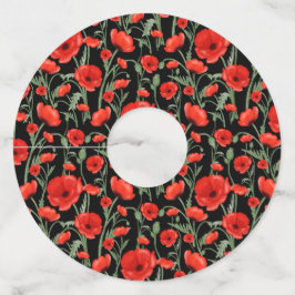 Rode klaproos bloemen wijnglaslabel