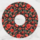 Rode klaproos bloemen wijnglaslabel (Achterkant)