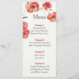 Rode klaproos bloemenbruiloft menu