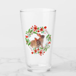 Rode klaproos bloemenkrans met konijnen Paasfeest Glas