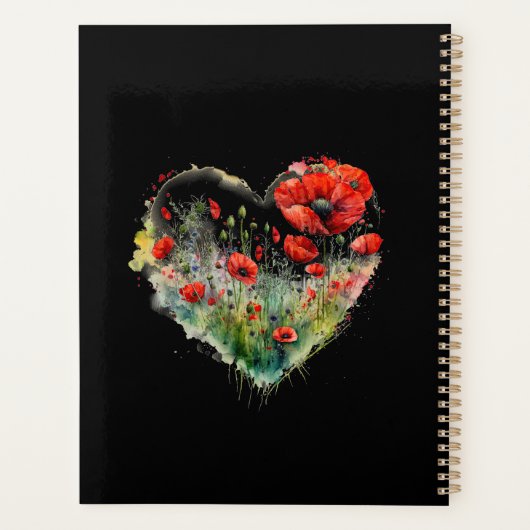 Rode klaproos bloemenmonogram planner (Achterkant)