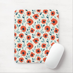 Rode klaproos bloemenprint naadloos patroon muismat