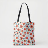 Rode klaproos bloemenprint naadloos patroon tote bag (Voorkant)