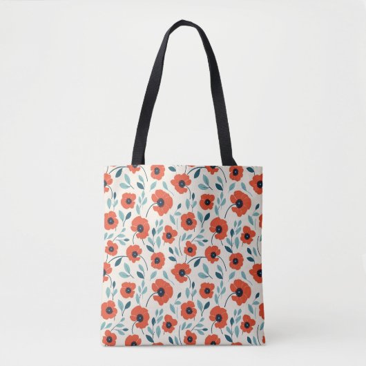 Rode klaproos bloemenprint naadloos patroon tote bag (Voorkant)