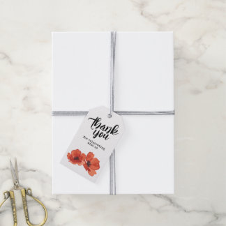 Rode Klaproos Bloemige Dank Je Voor Het Vieren Met Cadeaulabel