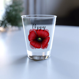 Rode klaproos bloemkunst gepersonaliseerd shot glas