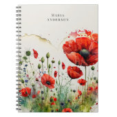 Rode klaproos bloemmonogram Notitieboek (Voorkant)