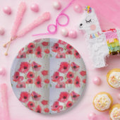 Rode klaproos bloempatroon papieren feestbord papieren bordje (Feest)