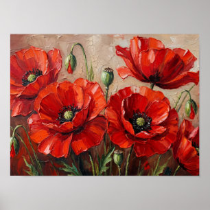 Rode klaproos bloemschilderij vintage schilderij poster
