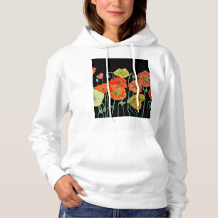 Rode Klaproos bloemschildering in waterverftechnie Hoodie
