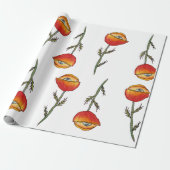 Rode klaproos die allen inpakpapier zien (Uitgerold)