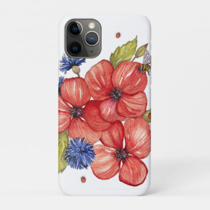 Rode Klaproos en Blauwe Korenbloem Aquarel Case-Mate iPhone Case
