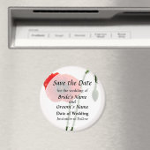 Rode Klaproos en Knop Save the Date Magneet (Insitu (Vaatwasser))